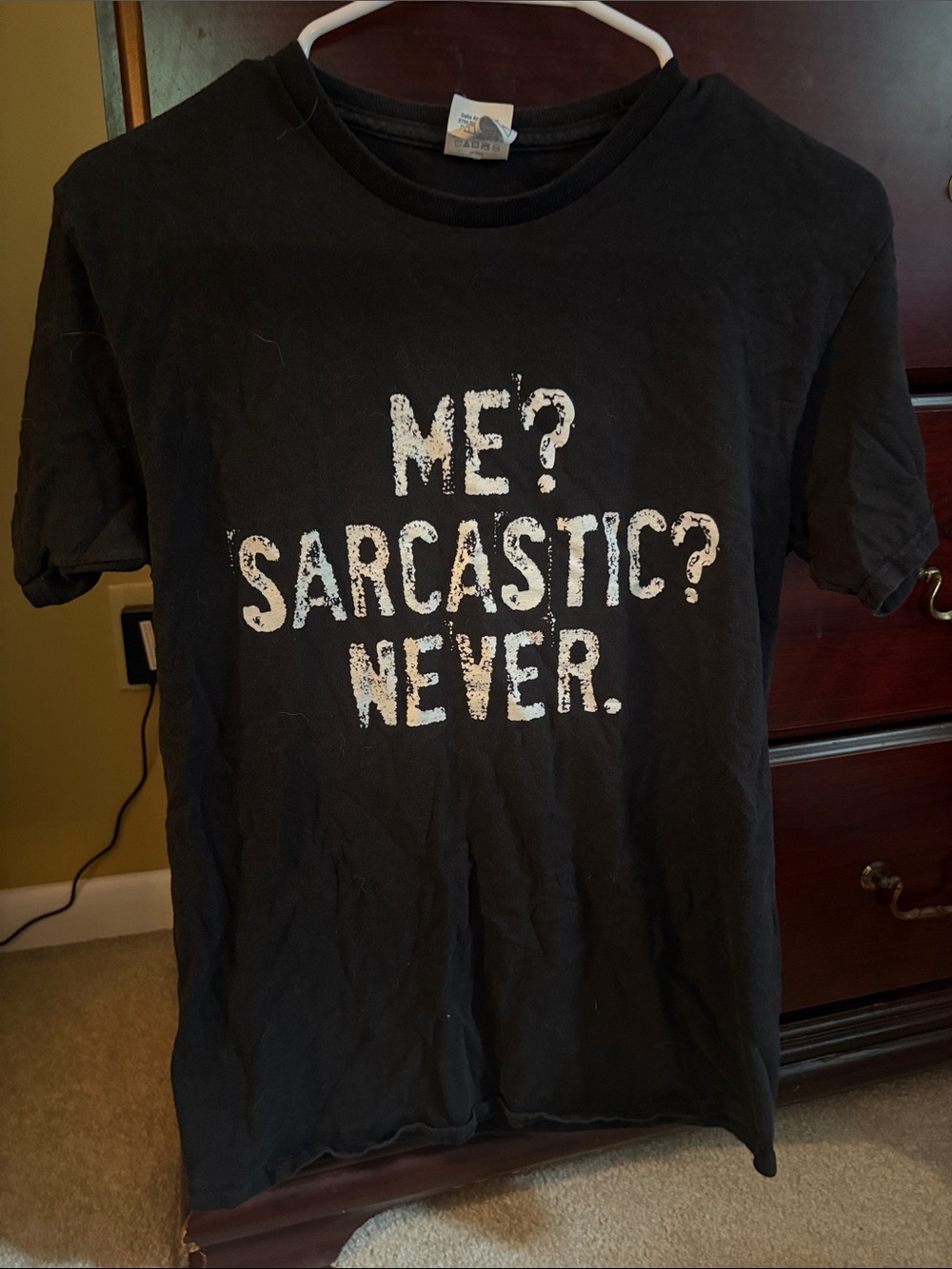 Delta Black Short Sleeve Tee with White Sarcastic Graphic
